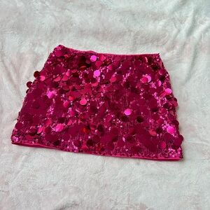 Pink Sequin Mini Skirt